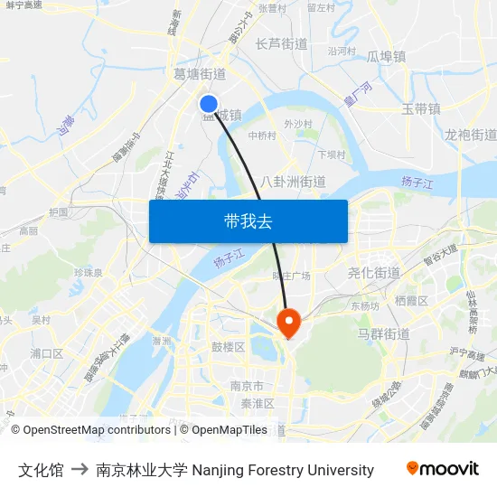 文化馆 to 南京林业大学 Nanjing Forestry University map