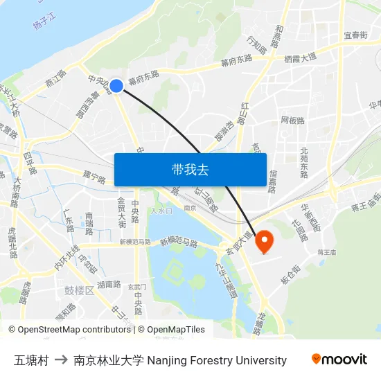 五塘村 to 南京林业大学 Nanjing Forestry University map