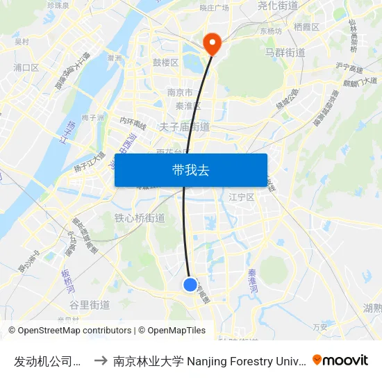 发动机公司南门 to 南京林业大学 Nanjing Forestry University map