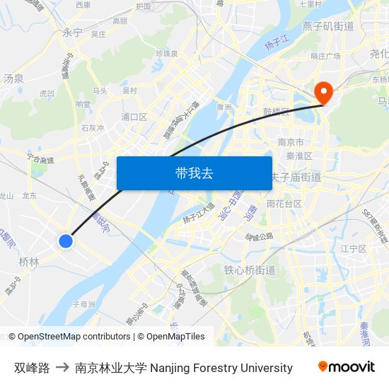 双峰路 to 南京林业大学 Nanjing Forestry University map