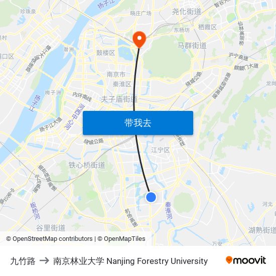 九竹路 to 南京林业大学 Nanjing Forestry University map