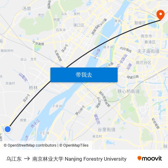 乌江东 to 南京林业大学 Nanjing Forestry University map