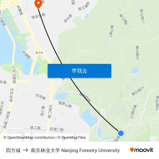 四方城 to 南京林业大学 Nanjing Forestry University map