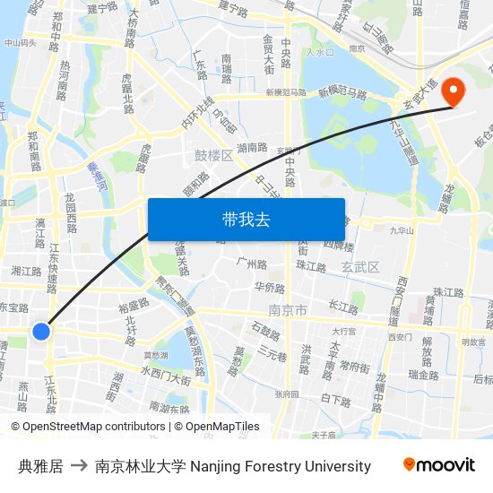 典雅居 to 南京林业大学 Nanjing Forestry University map
