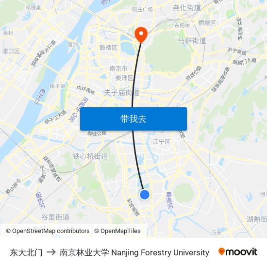 东大北门 to 南京林业大学 Nanjing Forestry University map