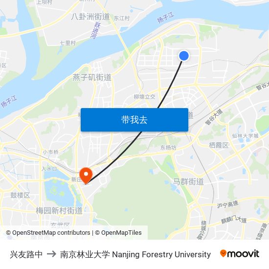 兴友路中 to 南京林业大学 Nanjing Forestry University map