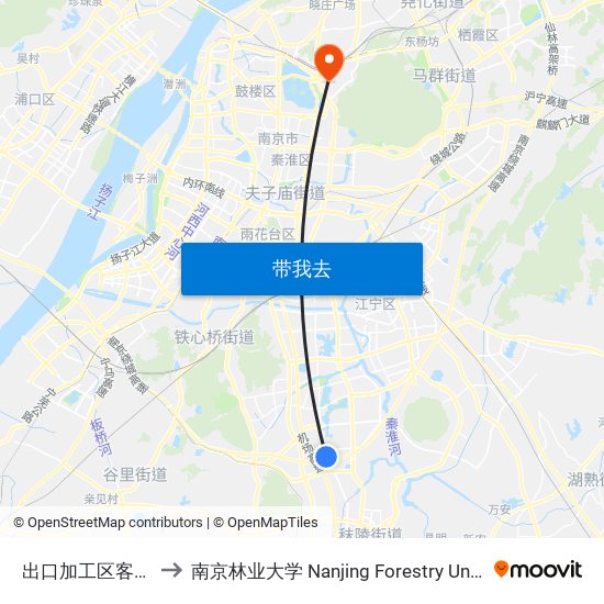 出口加工区客运站 to 南京林业大学 Nanjing Forestry University map