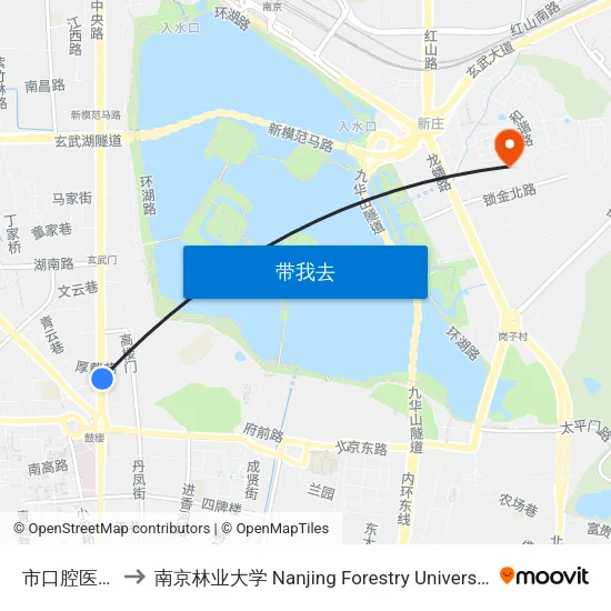 市口腔医院 to 南京林业大学 Nanjing Forestry University map