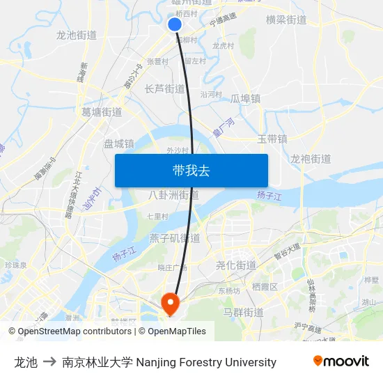 龙池 to 南京林业大学 Nanjing Forestry University map