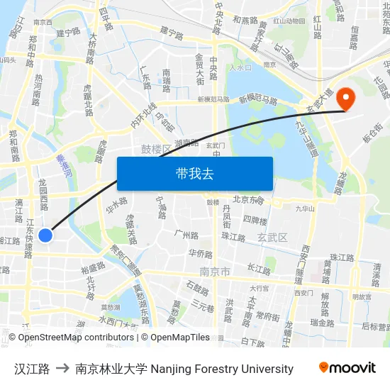汉江路 to 南京林业大学 Nanjing Forestry University map