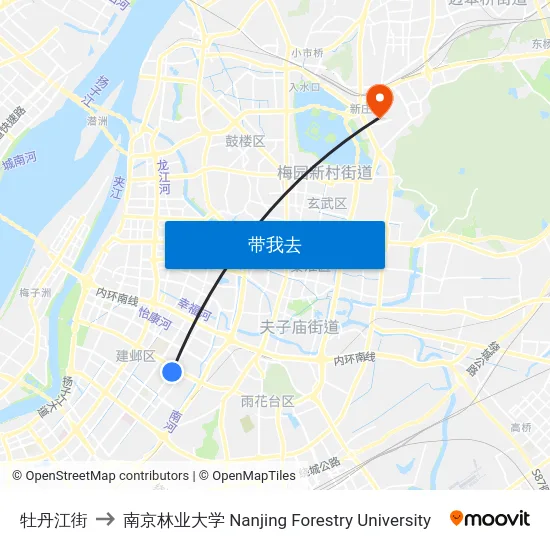 牡丹江街 to 南京林业大学 Nanjing Forestry University map