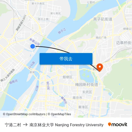 宁港二村 to 南京林业大学 Nanjing Forestry University map