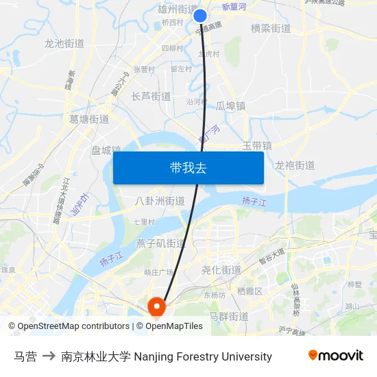 马营 to 南京林业大学 Nanjing Forestry University map