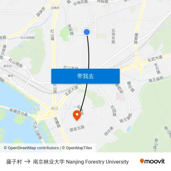 藤子村 to 南京林业大学 Nanjing Forestry University map
