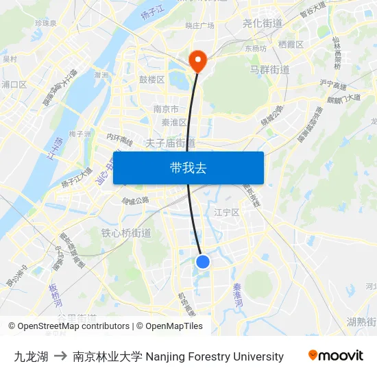 九龙湖 to 南京林业大学 Nanjing Forestry University map