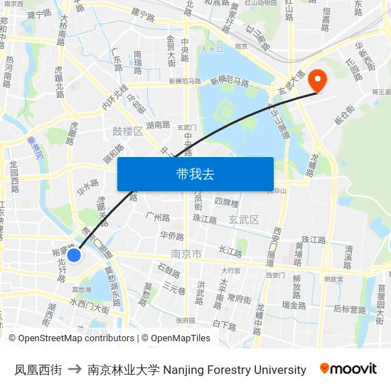 凤凰西街 to 南京林业大学 Nanjing Forestry University map