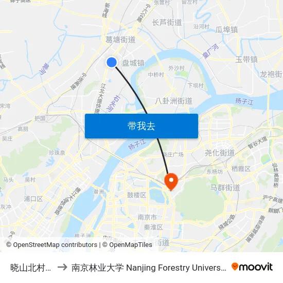 晓山北村北 to 南京林业大学 Nanjing Forestry University map