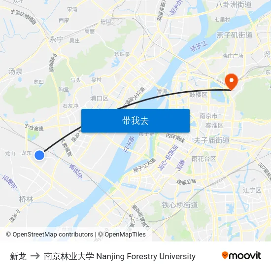 新龙 to 南京林业大学 Nanjing Forestry University map