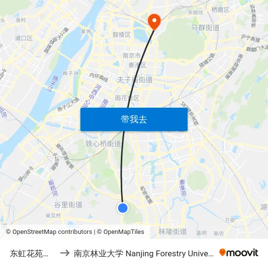 东虹花苑南苑 to 南京林业大学 Nanjing Forestry University map