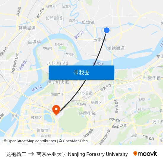 龙袍杨庄 to 南京林业大学 Nanjing Forestry University map