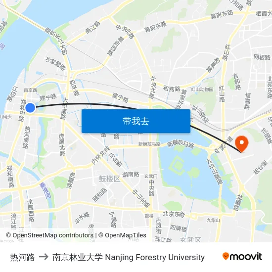 热河路 to 南京林业大学 Nanjing Forestry University map