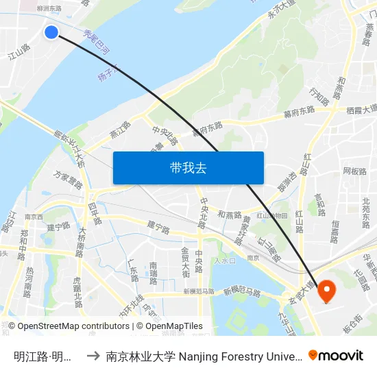 明江路·明高路 to 南京林业大学 Nanjing Forestry University map