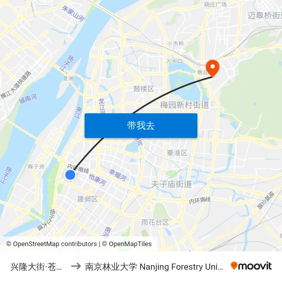 兴隆大街·苍山路 to 南京林业大学 Nanjing Forestry University map