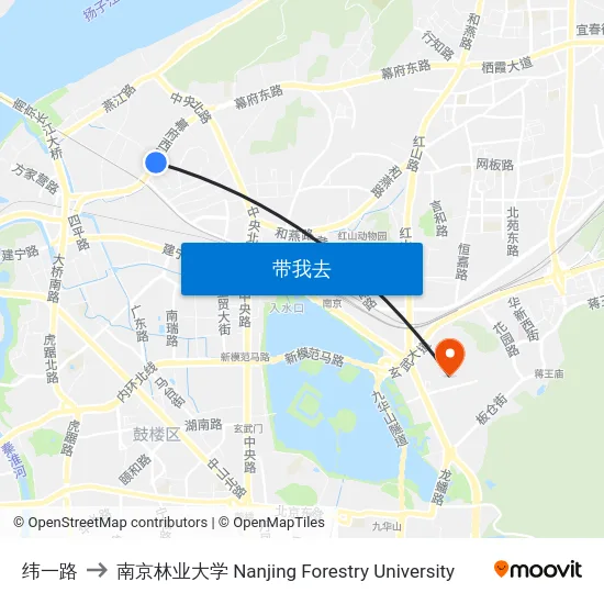 纬一路 to 南京林业大学 Nanjing Forestry University map