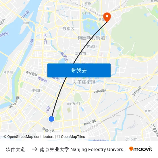 软件大道西 to 南京林业大学 Nanjing Forestry University map