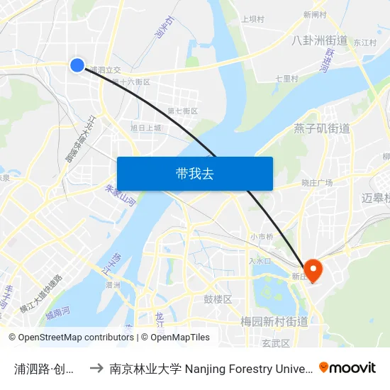 浦泗路·创业路 to 南京林业大学 Nanjing Forestry University map
