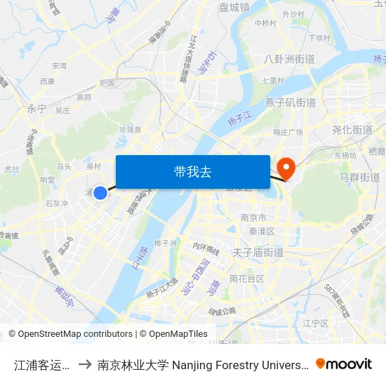 江浦客运站 to 南京林业大学 Nanjing Forestry University map