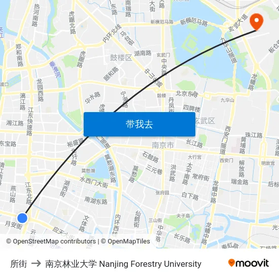 所街 to 南京林业大学 Nanjing Forestry University map