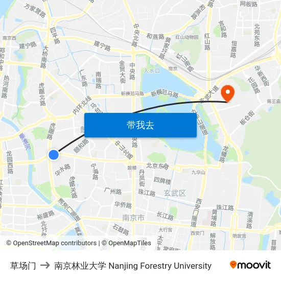 草场门 to 南京林业大学 Nanjing Forestry University map