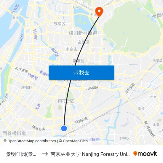 景明佳园(景家村) to 南京林业大学 Nanjing Forestry University map