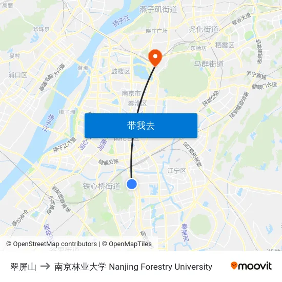 翠屏山 to 南京林业大学 Nanjing Forestry University map