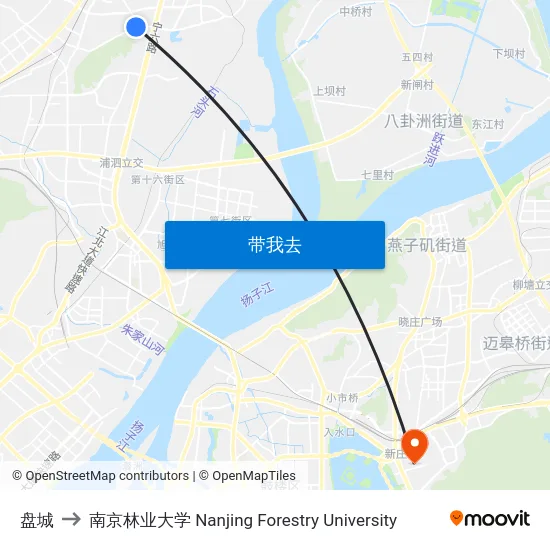 盘城 to 南京林业大学 Nanjing Forestry University map