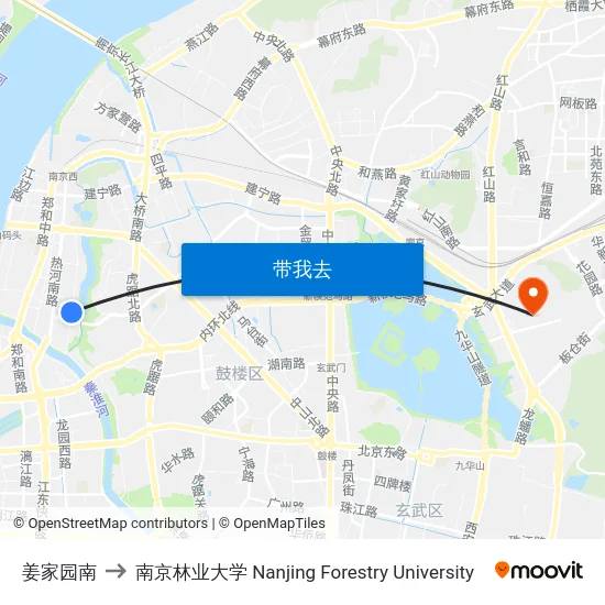 姜家园南 to 南京林业大学 Nanjing Forestry University map