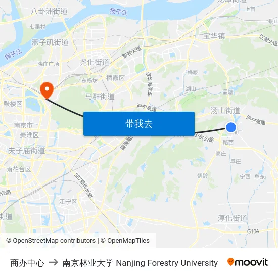 商办中心 to 南京林业大学 Nanjing Forestry University map