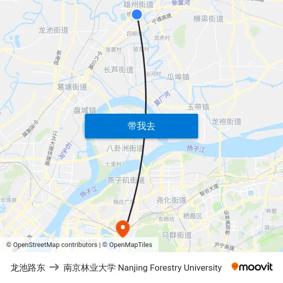 龙池路东 to 南京林业大学 Nanjing Forestry University map