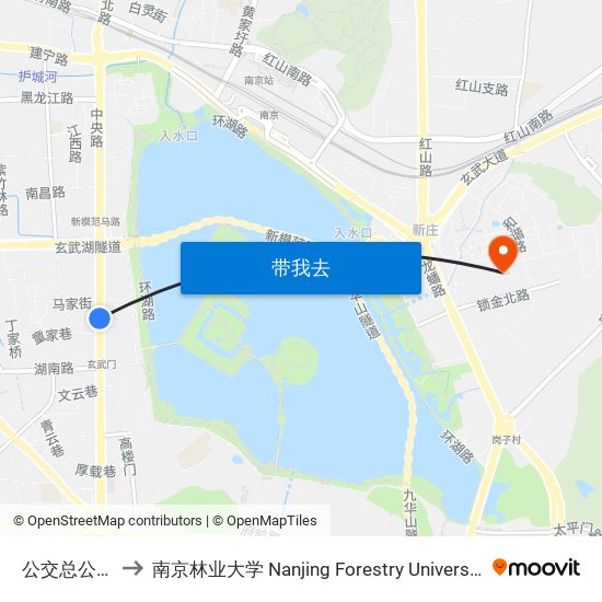 公交总公司 to 南京林业大学 Nanjing Forestry University map