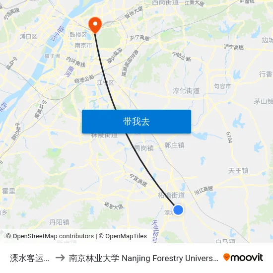 溧水客运站 to 南京林业大学 Nanjing Forestry University map