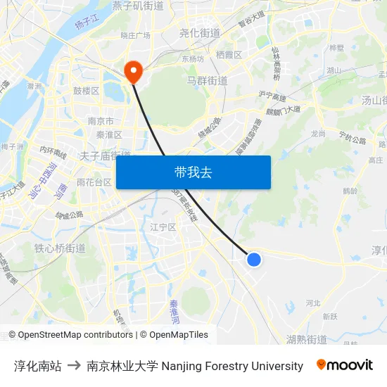 淳化南站 to 南京林业大学 Nanjing Forestry University map