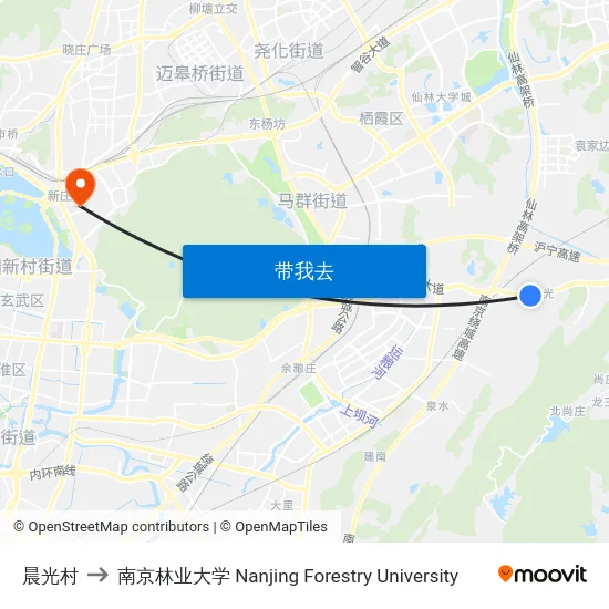 晨光村 to 南京林业大学 Nanjing Forestry University map
