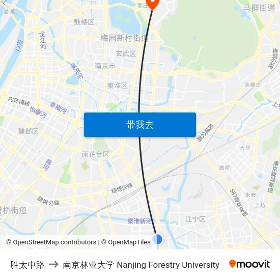 胜太中路 to 南京林业大学 Nanjing Forestry University map