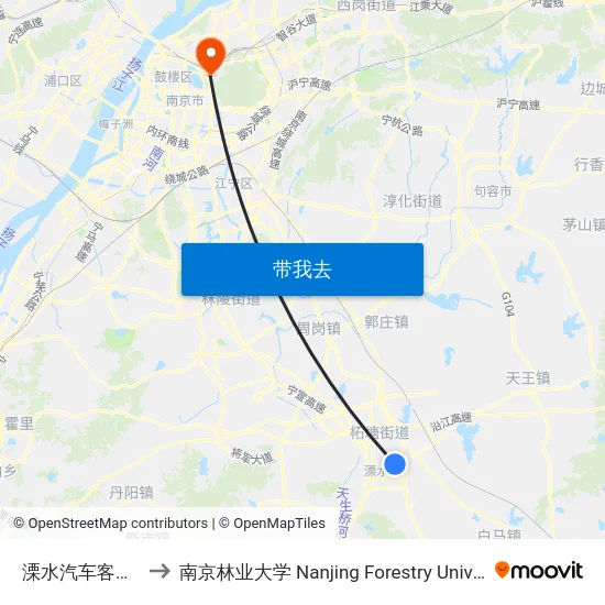 溧水汽车客运站 to 南京林业大学 Nanjing Forestry University map