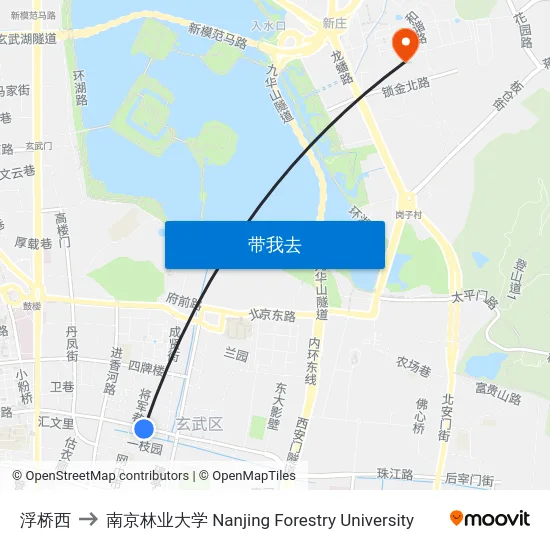 浮桥西 to 南京林业大学 Nanjing Forestry University map