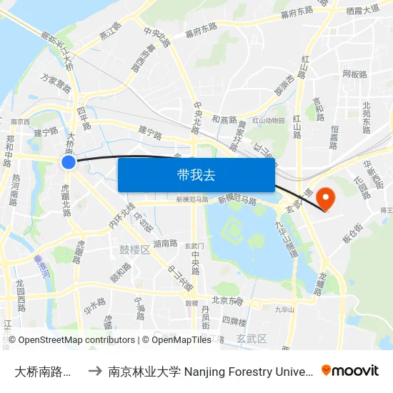 大桥南路总站 to 南京林业大学 Nanjing Forestry University map