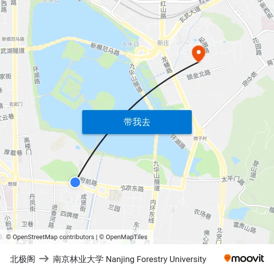北极阁 to 南京林业大学 Nanjing Forestry University map