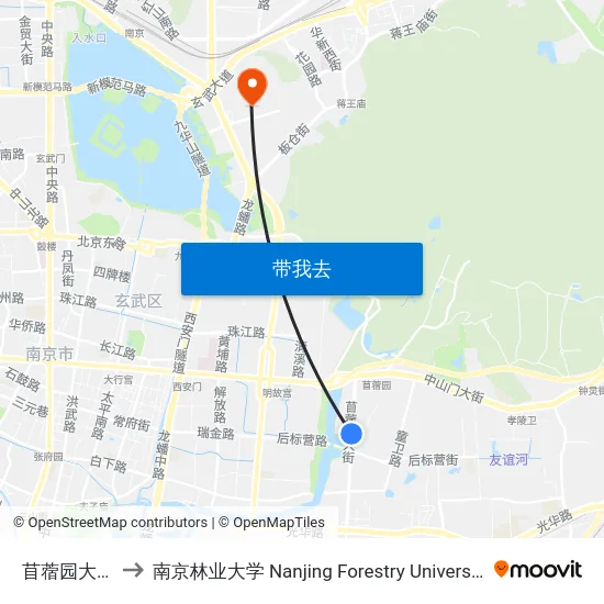 苜蓿园大街 to 南京林业大学 Nanjing Forestry University map