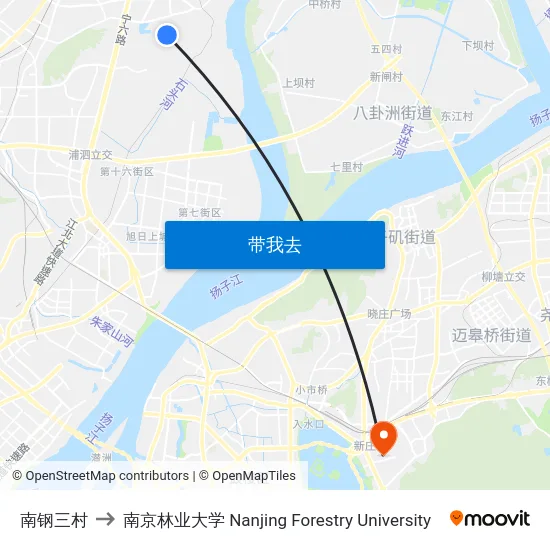 南钢三村 to 南京林业大学 Nanjing Forestry University map